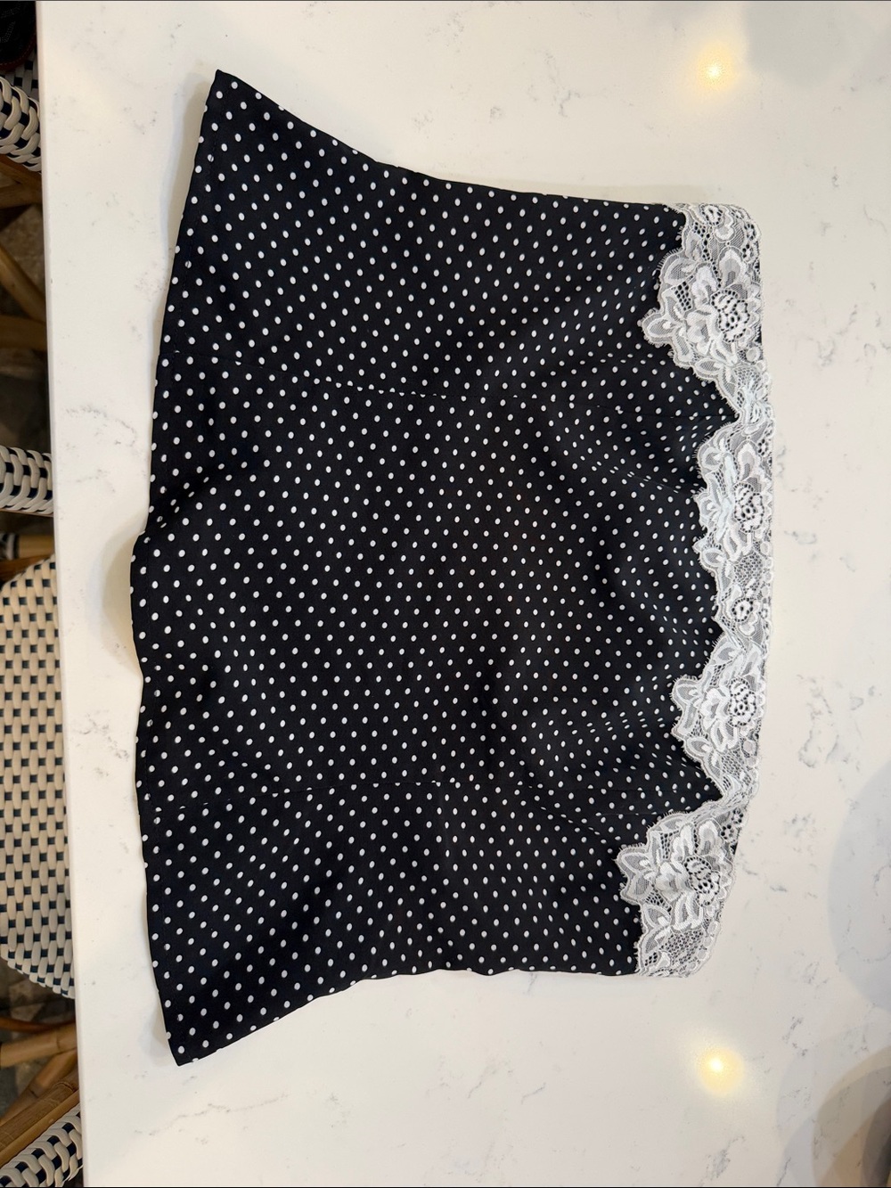 More to come Polka Dot Lace-Trim Blouse in Black & White